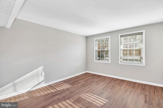 empty room with hardwood / wood-style flooring