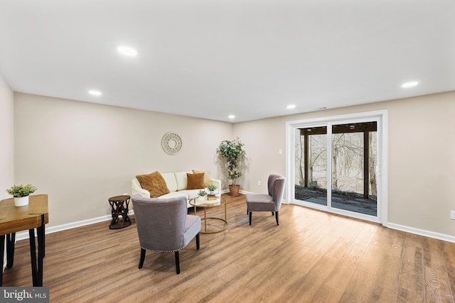 living room featuring light hardwood / wood-style flooring