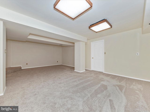 basement with carpet floors