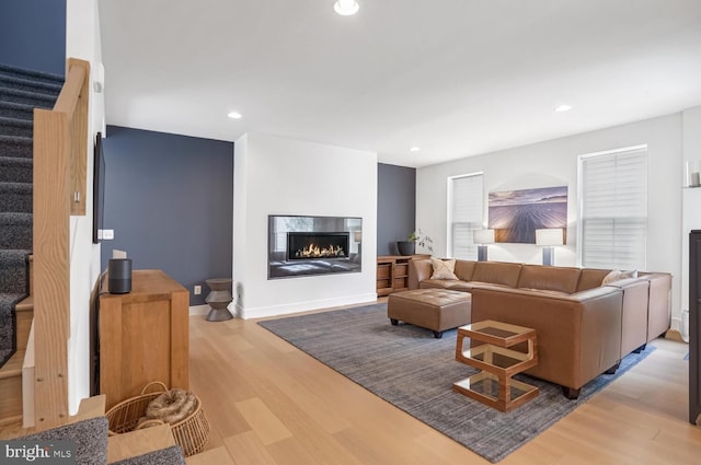 living room with light wood-type flooring