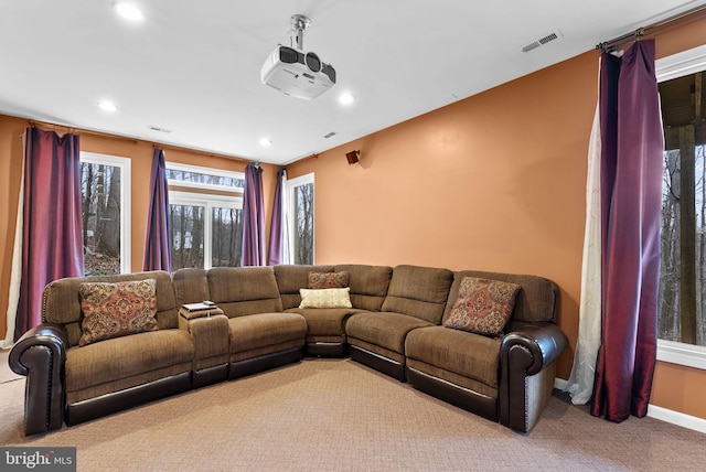 interior space featuring baseboards, visible vents, and recessed lighting