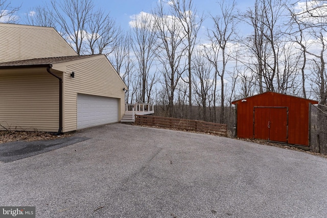 garage with a shed