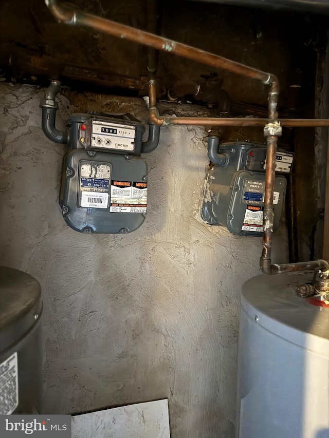 utility room featuring water heater