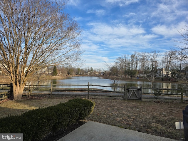 view of yard with a water view