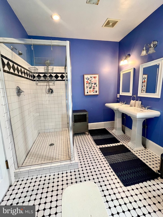 bathroom featuring walk in shower