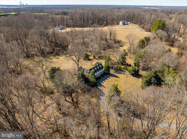 bird's eye view featuring a view of trees