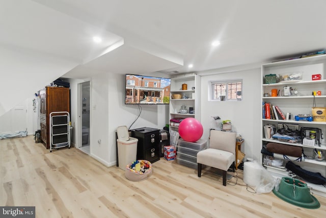 interior space with light hardwood / wood-style flooring