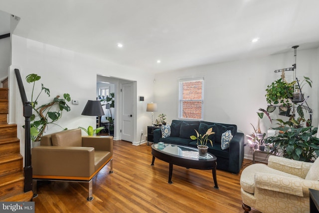 living room with wood-type flooring