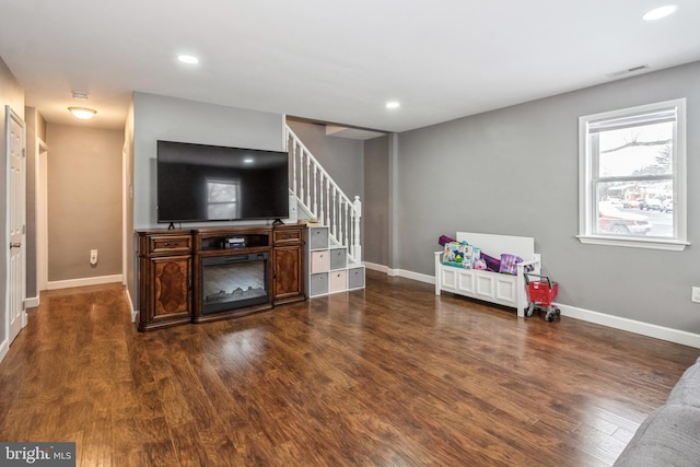 interior space featuring dark hardwood / wood-style floors