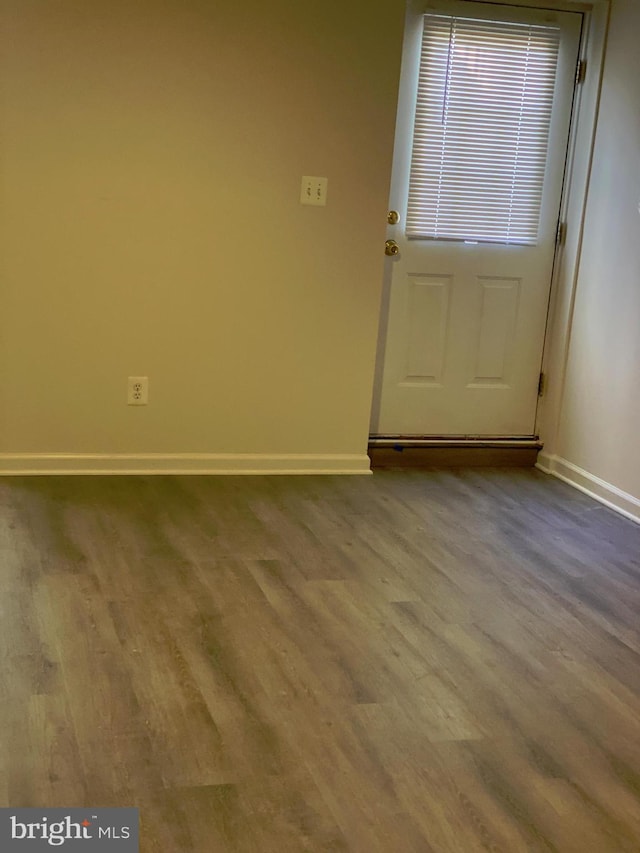 doorway with wood-type flooring