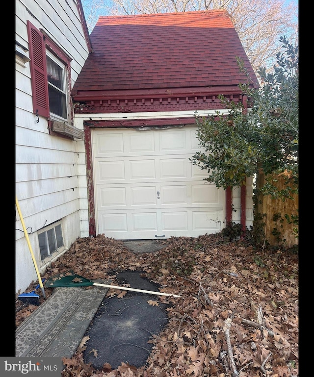 view of garage