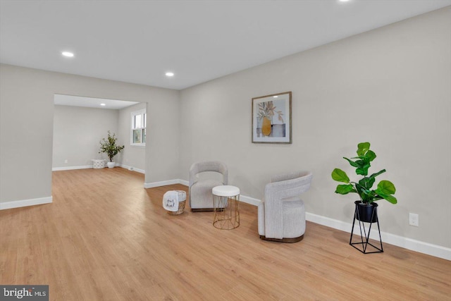 sitting room featuring light wood-type flooring