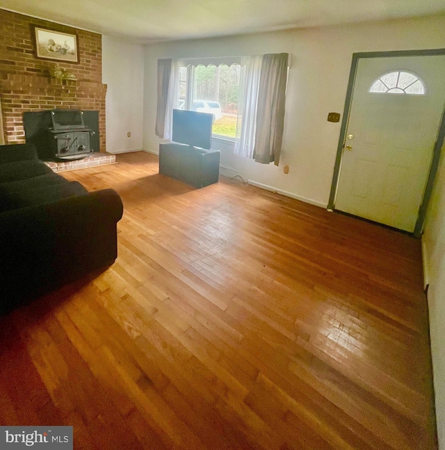 living room with hardwood / wood-style flooring