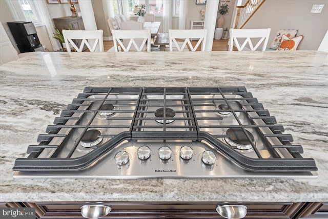 interior details with stainless steel gas cooktop