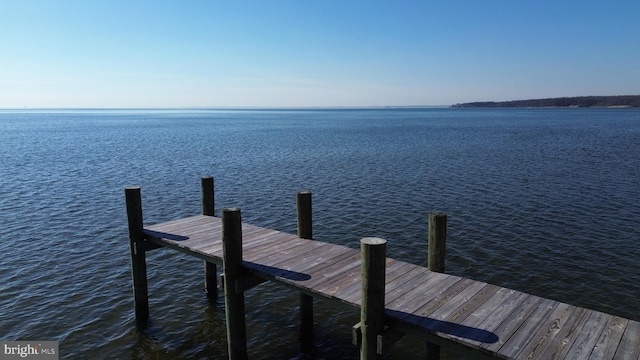 dock area featuring a water view