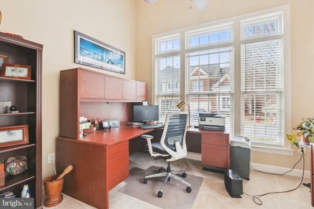 home office with baseboards