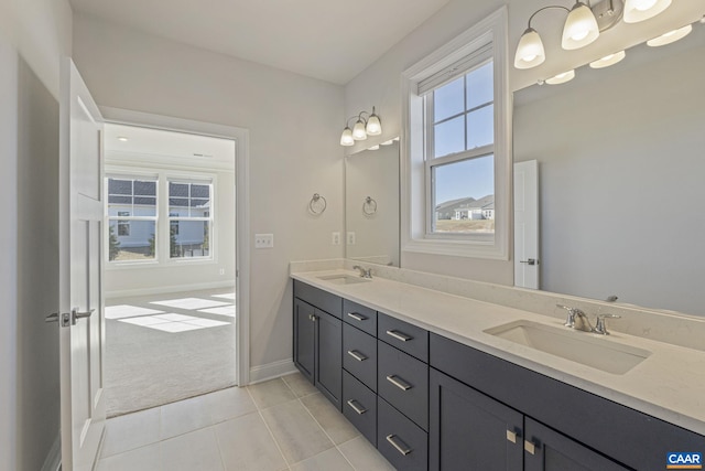 bathroom featuring vanity and tile patterned floors