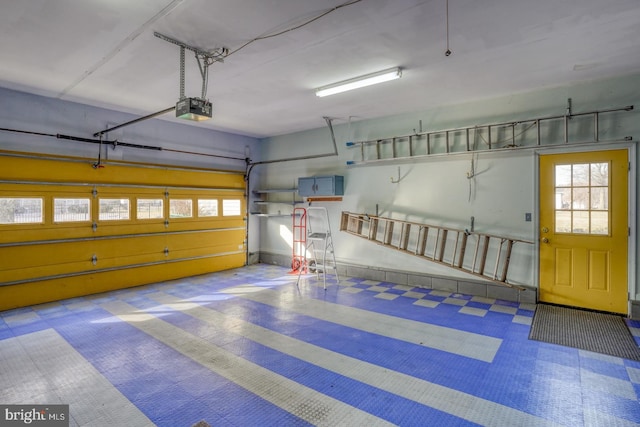 garage with a garage door opener