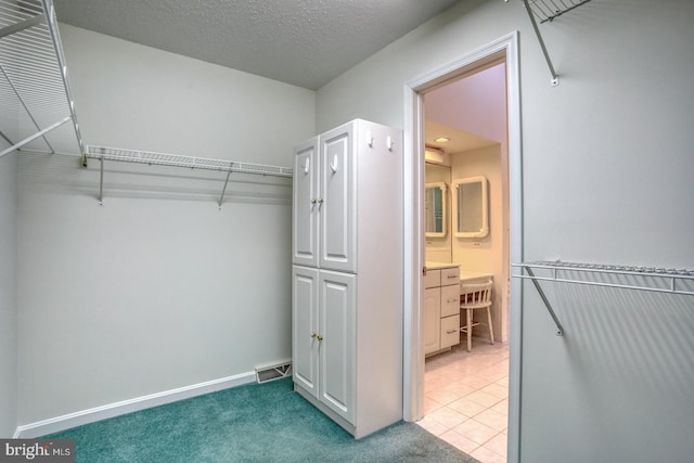 walk in closet with carpet floors