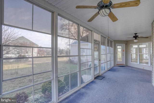 view of unfurnished sunroom