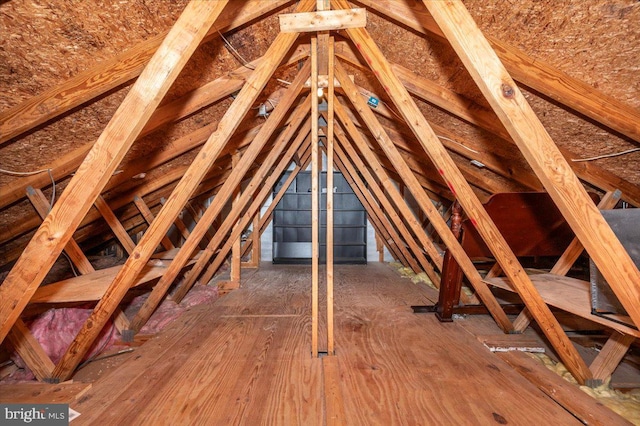 view of unfinished attic