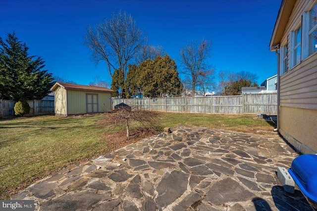 view of patio with a storage unit