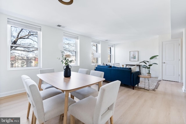 dining room with light wood-type flooring