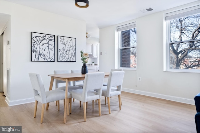 dining room with light wood-type flooring