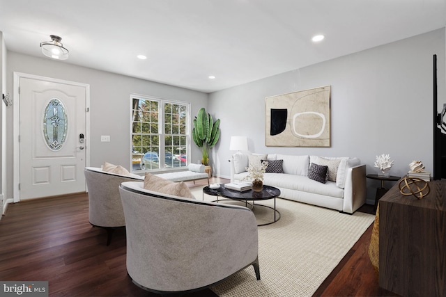 living room featuring dark hardwood / wood-style floors