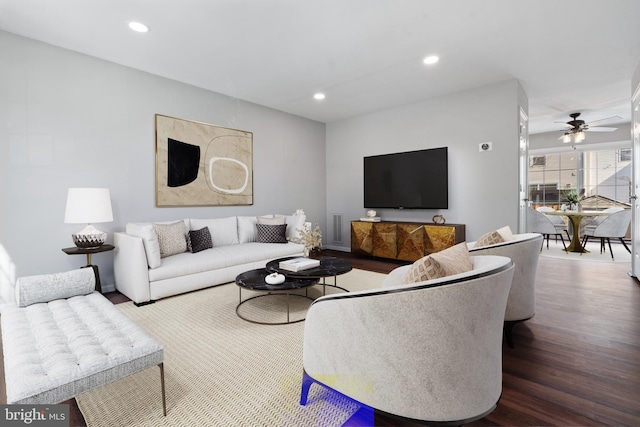 living room featuring wood-type flooring