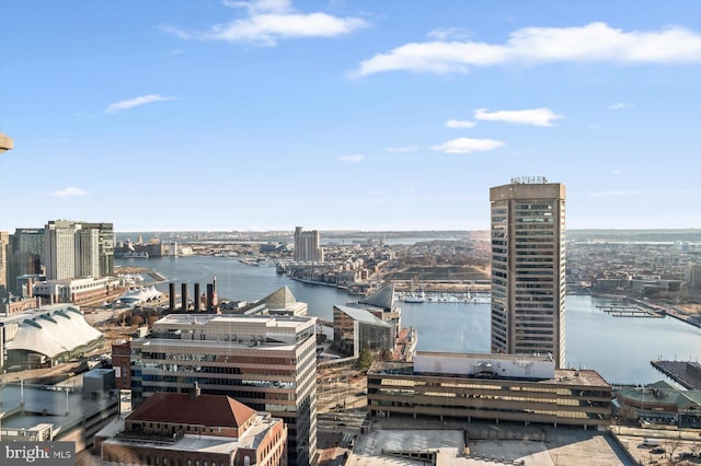 view of city featuring a water view