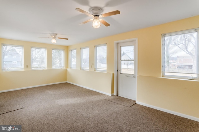 empty room with plenty of natural light and carpet flooring