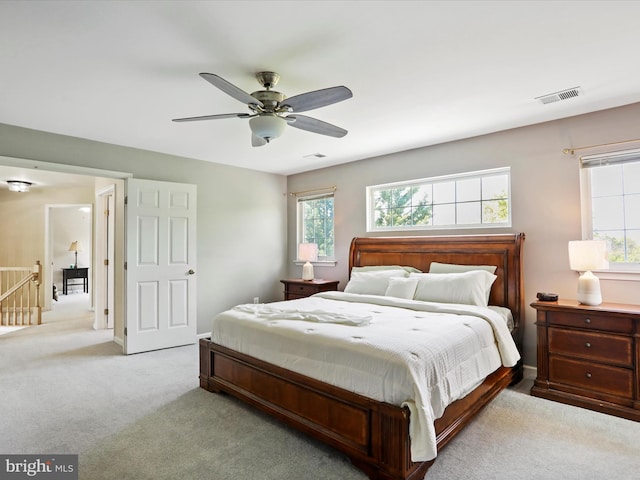 6852 Fielding Ct, Frederick, MD 21703 - bedroom featuring carpet flooring, a ceiling fan, and visible vents