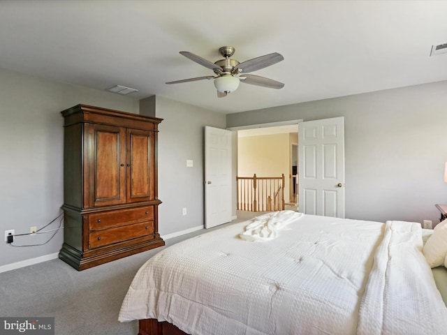 6852 Fielding Ct, Frederick, MD 21703 - carpeted bedroom featuring baseboards, ceiling fan, and visible vents