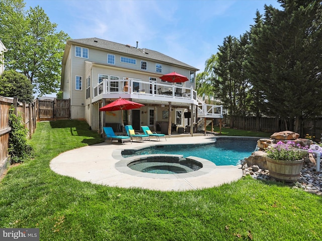 6852 Fielding Ct, Frederick, MD 21703 - back of house with a patio, stairs, a fenced backyard, and a deck
