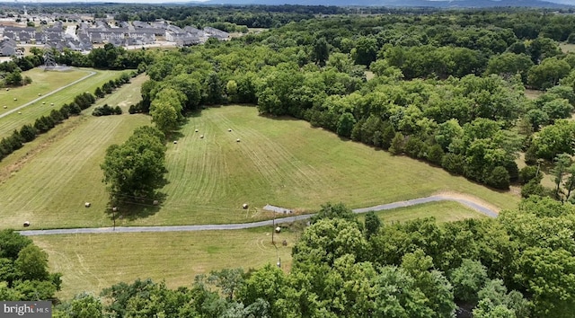 bird's eye view with a rural view