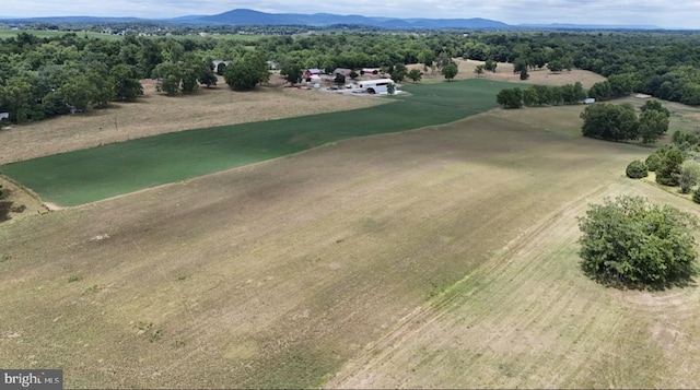 drone / aerial view featuring a mountain view