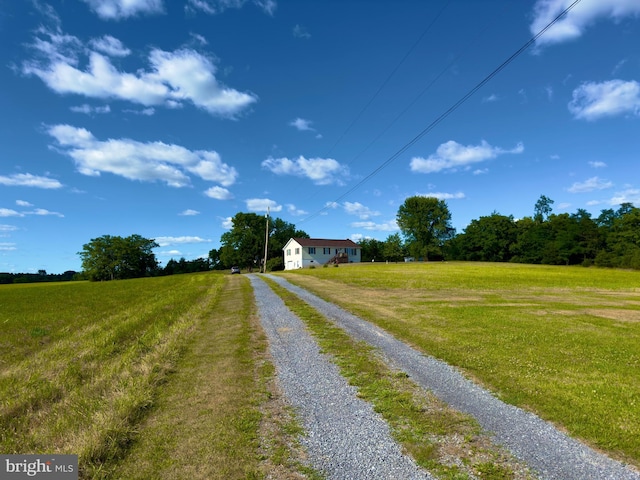 view of street with a rural view