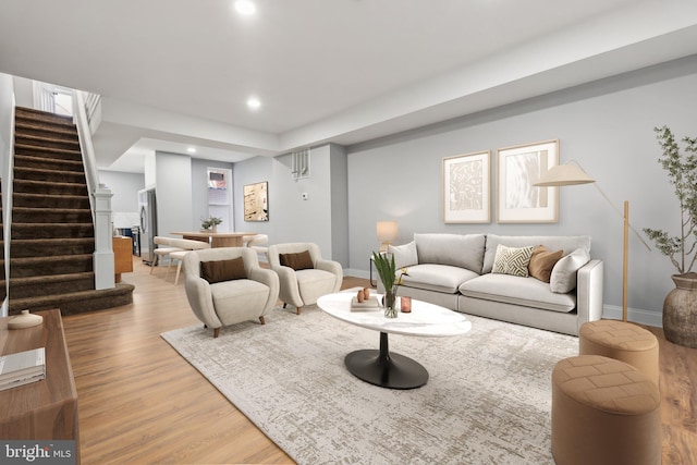 living room featuring light hardwood / wood-style flooring