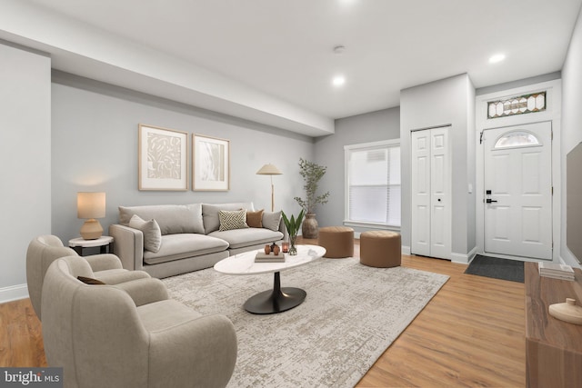 living room featuring light hardwood / wood-style floors