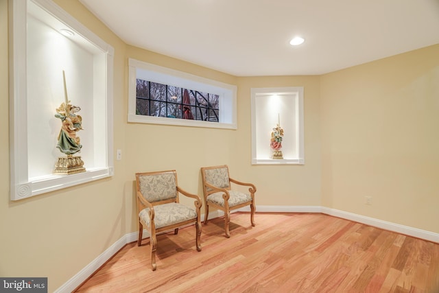 sitting room featuring light wood-type flooring