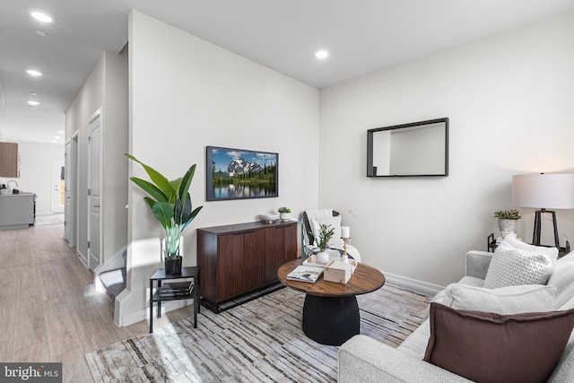 living room featuring light hardwood / wood-style flooring