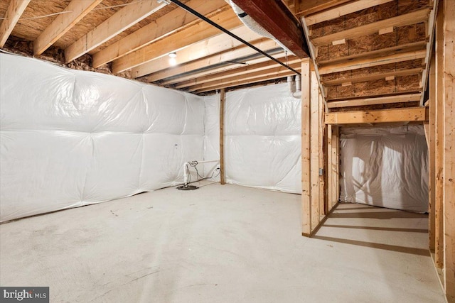 view of unfinished basement