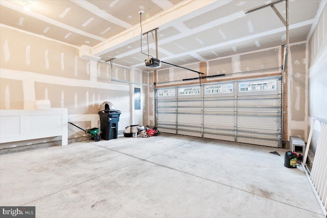 garage with a garage door opener