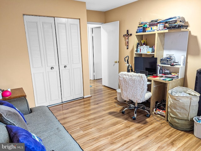 office area with light wood-type flooring