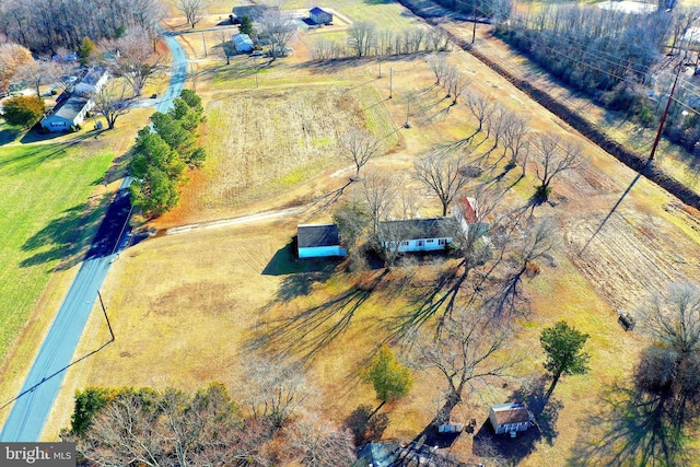 aerial view featuring a rural view