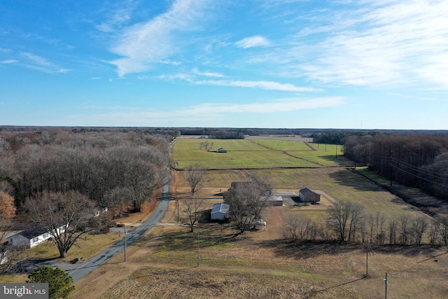 aerial view featuring a rural view