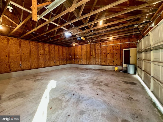 garage with a garage door opener