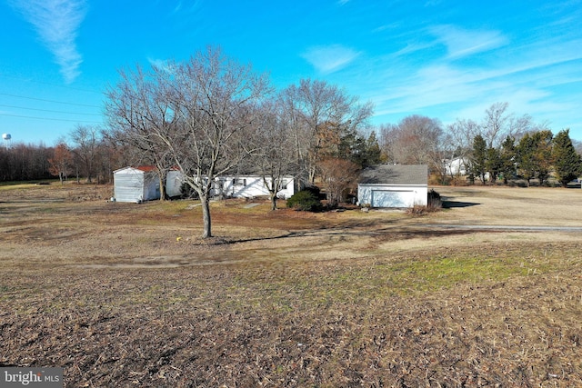 view of yard featuring a shed