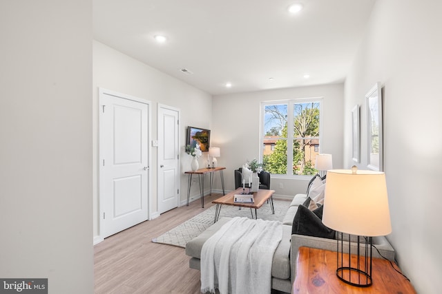 living area featuring light hardwood / wood-style floors